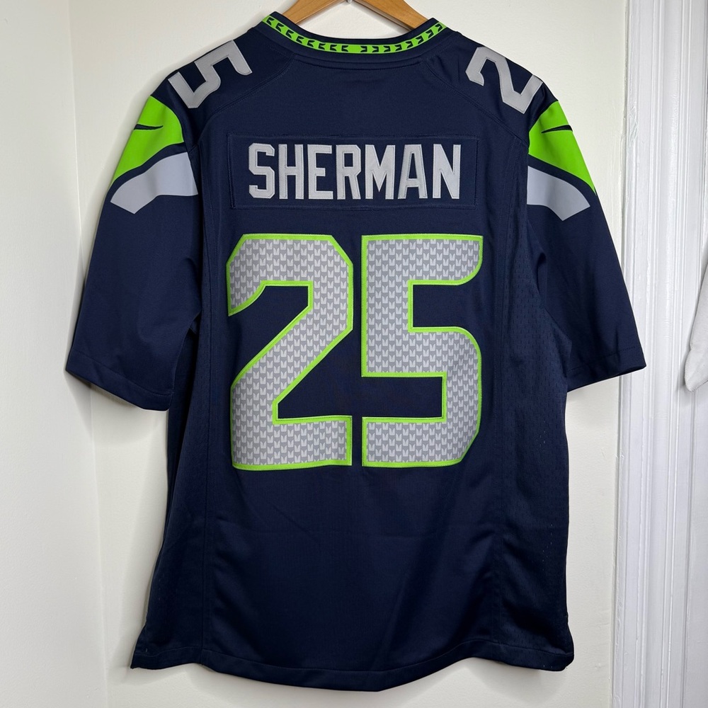 Nike NFL Seattle Seahawks 25 Sherman Football Jersey Adult Size Large Navy - Picture 5 of 14